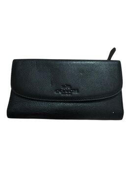 Coach Black Pebbled Leather Fold Wallet